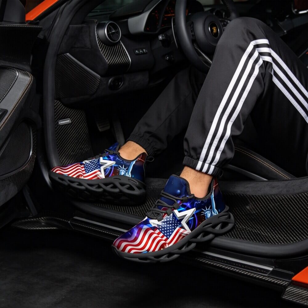 Americana Stars Liberty Glow Custom Sneaks Channeling Patriotic Street Art