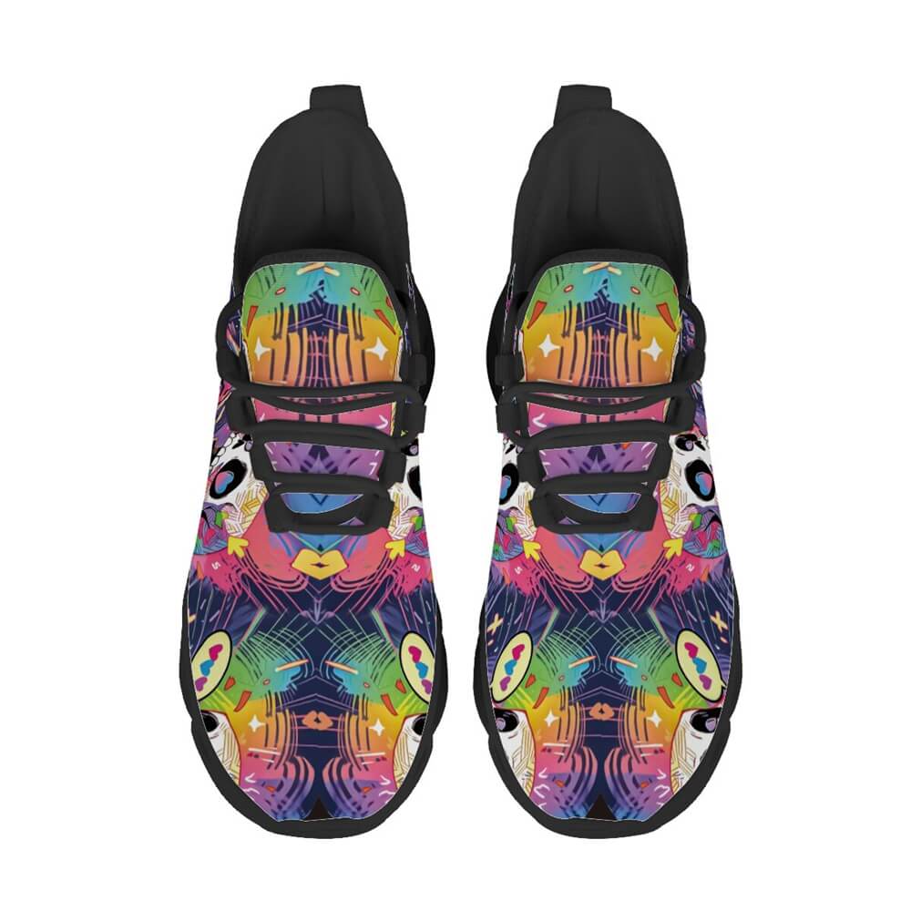 Signature Sugar Skull Pop Collage Custom Sneaks Echoing Cyber Pop Culture Drop