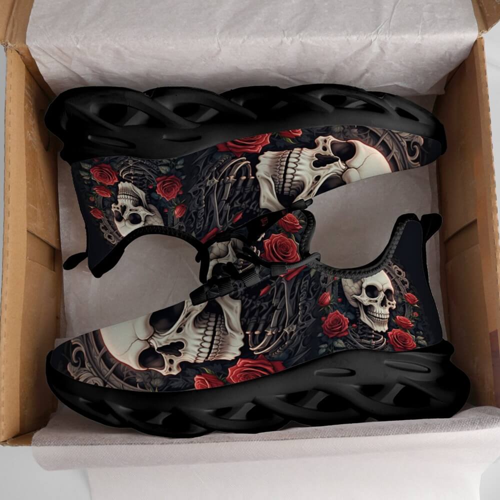 Limited Edition Baroque Skull & Roses Custom Sneaks with Retro Grunge Vibe