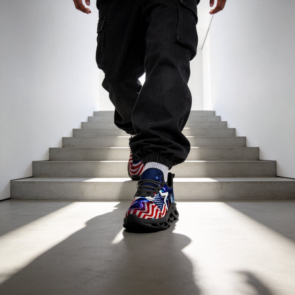 Americana Stars Liberty Glow Custom Sneaks Channeling Patriotic Street Art