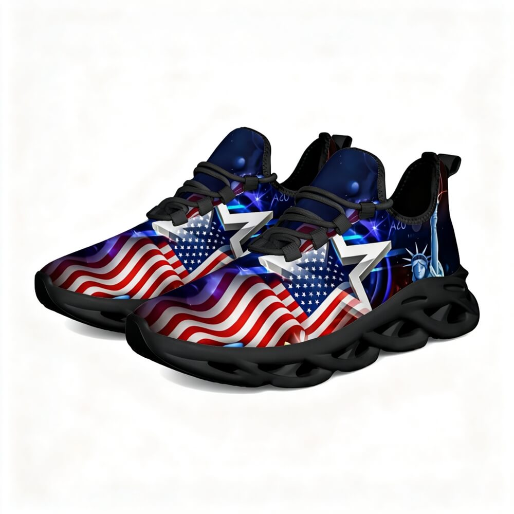 Americana Stars Liberty Glow Custom Sneaks Channeling Patriotic Street Art