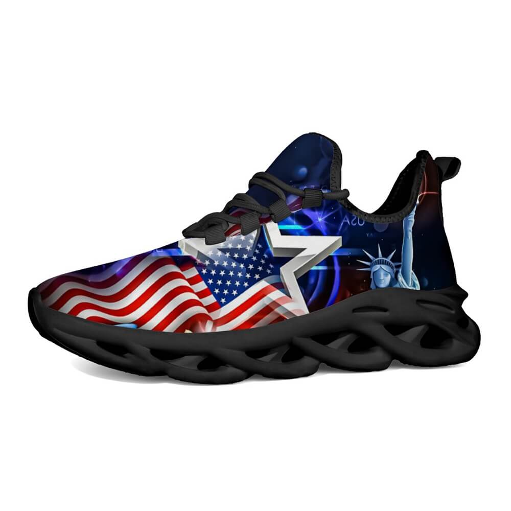 Americana Stars Liberty Glow Custom Sneaks Channeling Patriotic Street Art