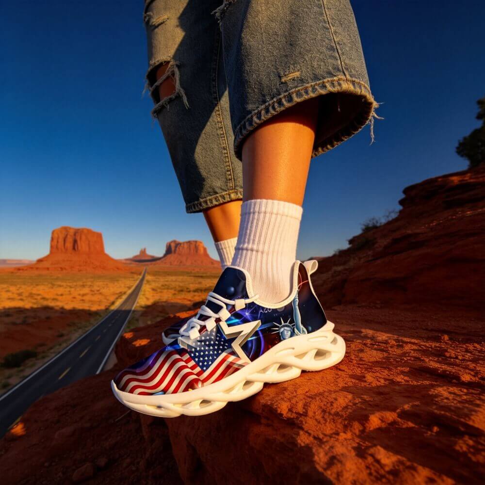 Americana Stars Liberty Glow Custom Sneaks Channeling Patriotic Street Art