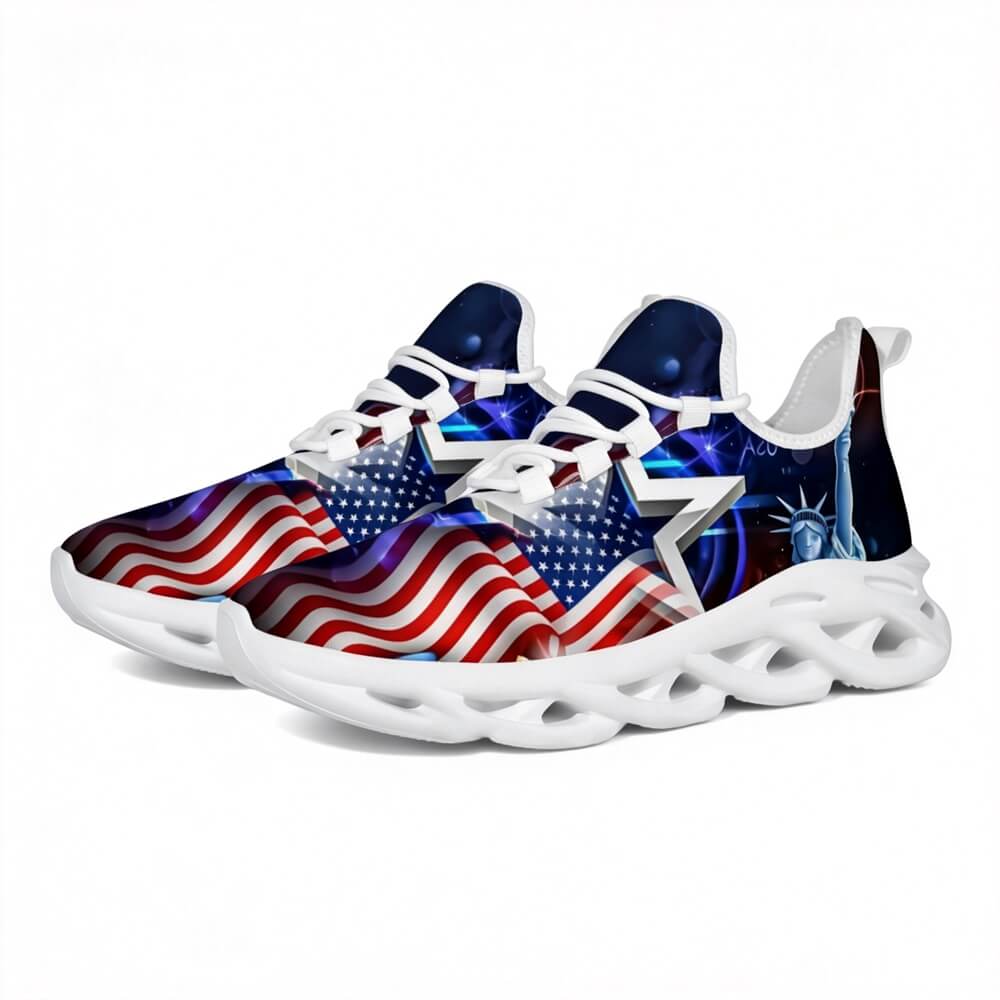 Americana Stars Liberty Glow Custom Sneaks Channeling Patriotic Street Art