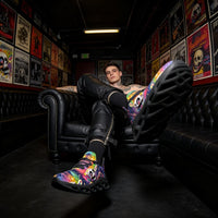 Signature Sugar Skull Pop Collage Custom Sneaks Echoing Cyber Pop Culture Drop