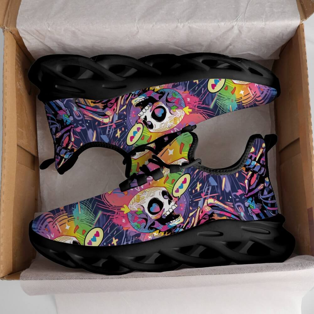 Signature Sugar Skull Pop Collage Custom Sneaks Echoing Cyber Pop Culture Drop
