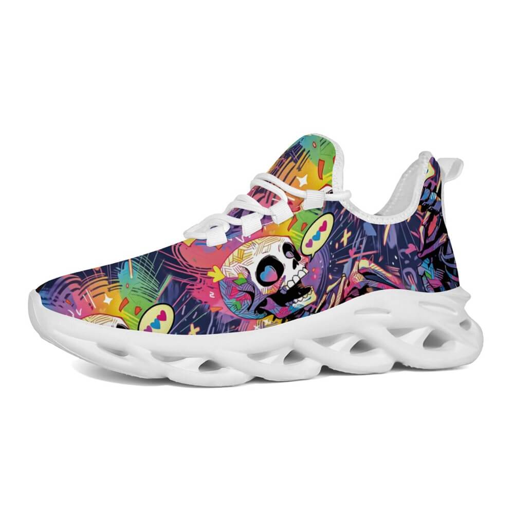 Signature Sugar Skull Pop Collage Custom Sneaks Echoing Cyber Pop Culture Drop