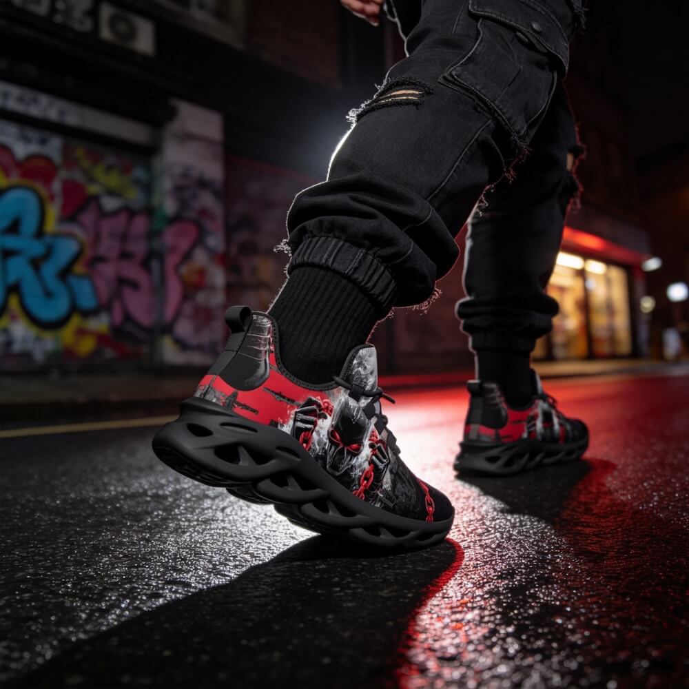 Midnight Chained Phantom Custom Sneaks Radiating Raw Metal Essence