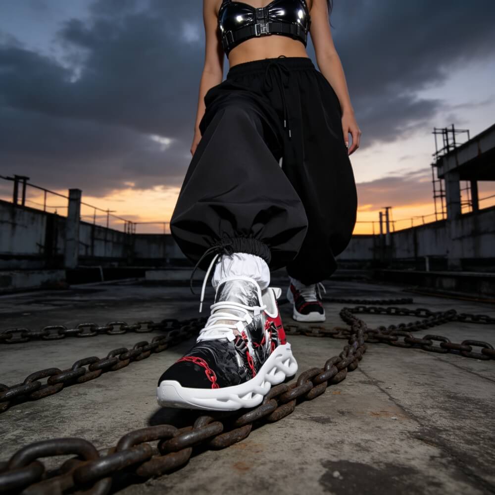Midnight Chained Phantom Custom Sneaks Radiating Raw Metal Essence