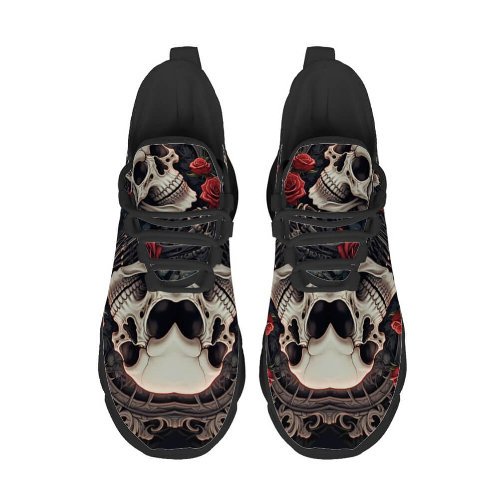Limited Edition Baroque Skull & Roses Custom Sneaks with Retro Grunge Vibe