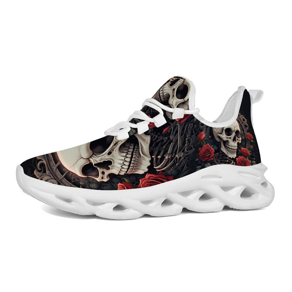 Limited Edition Baroque Skull & Roses Custom Sneaks with Retro Grunge Vibe