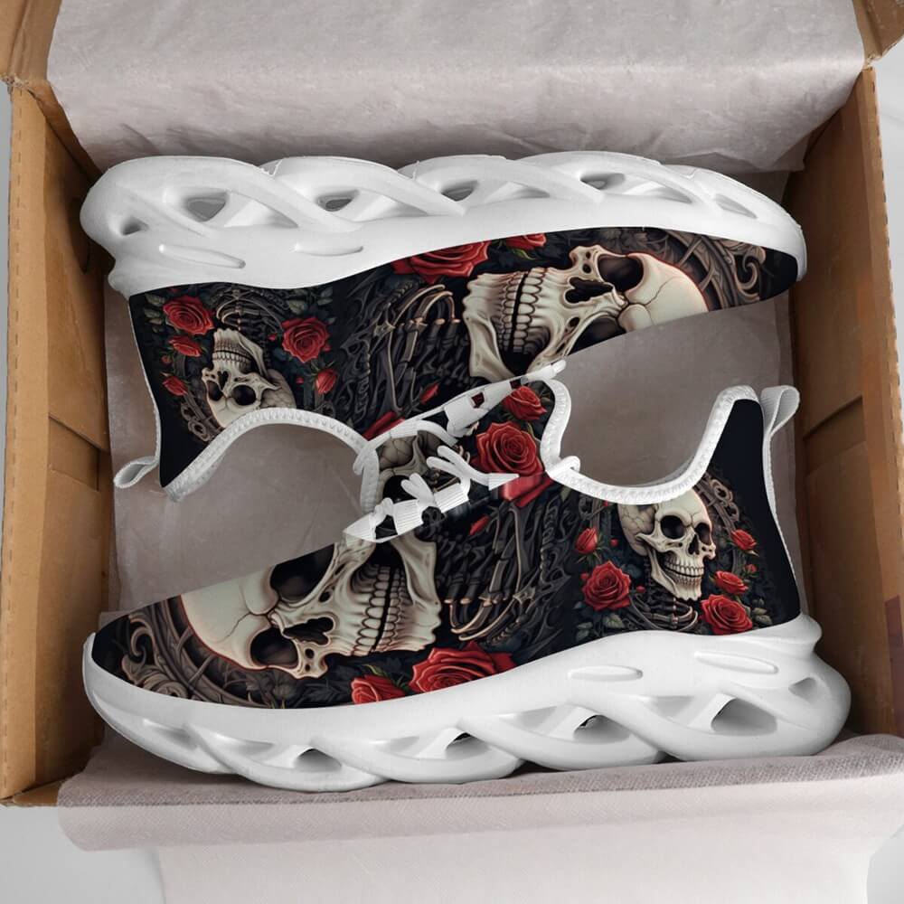 Limited Edition Baroque Skull & Roses Custom Sneaks with Retro Grunge Vibe