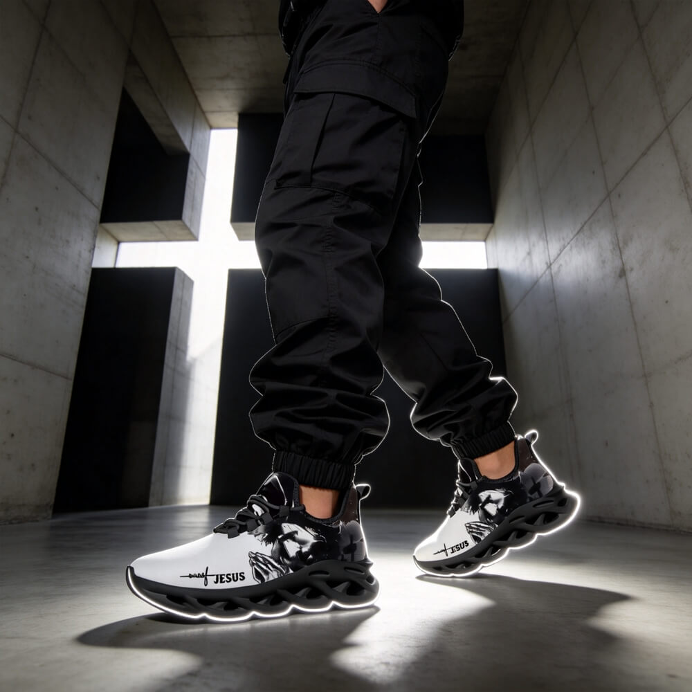 Jesus Christ Praying Custom Sneaks Infused With Spiritual Art