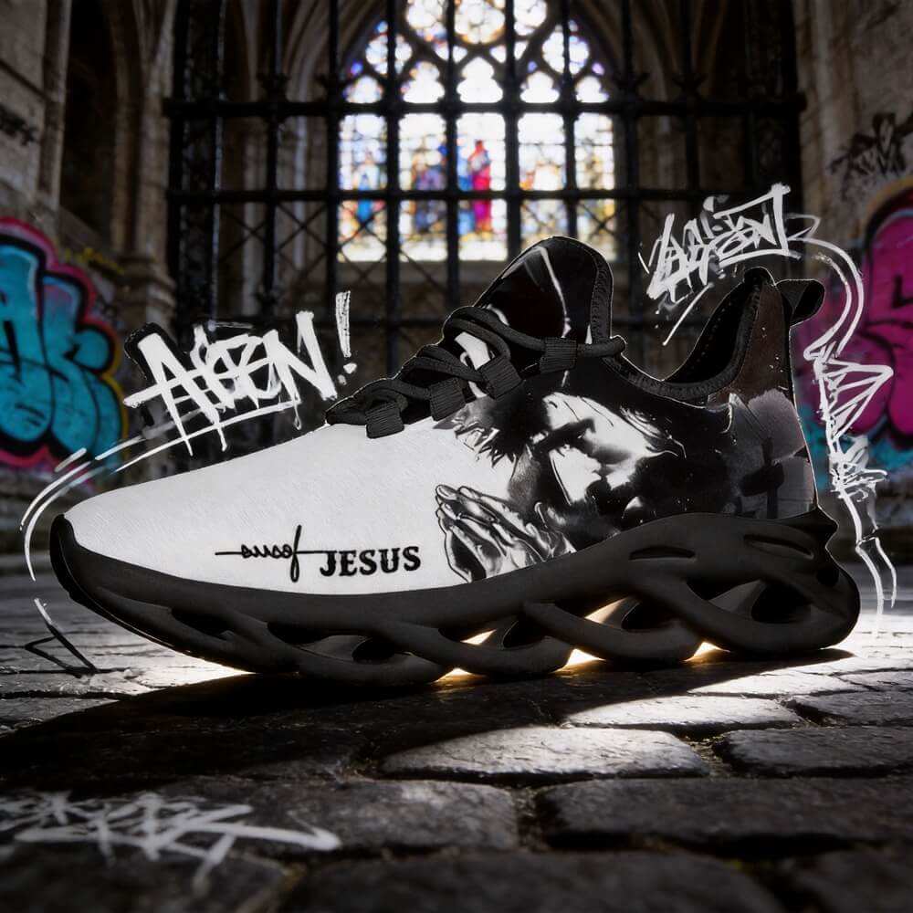 Jesus Christ Praying Custom Sneaks Infused With Spiritual Art
