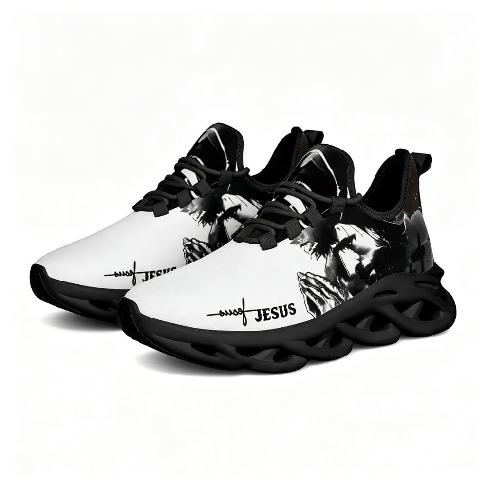 Jesus Christ Praying Custom Sneaks Infused With Spiritual Art
