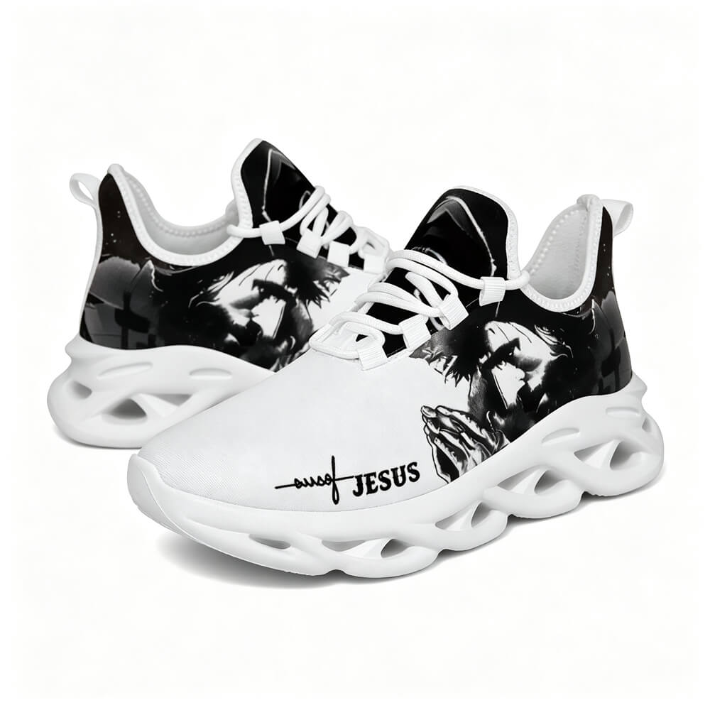Jesus Christ Praying Custom Sneaks Infused With Spiritual Art