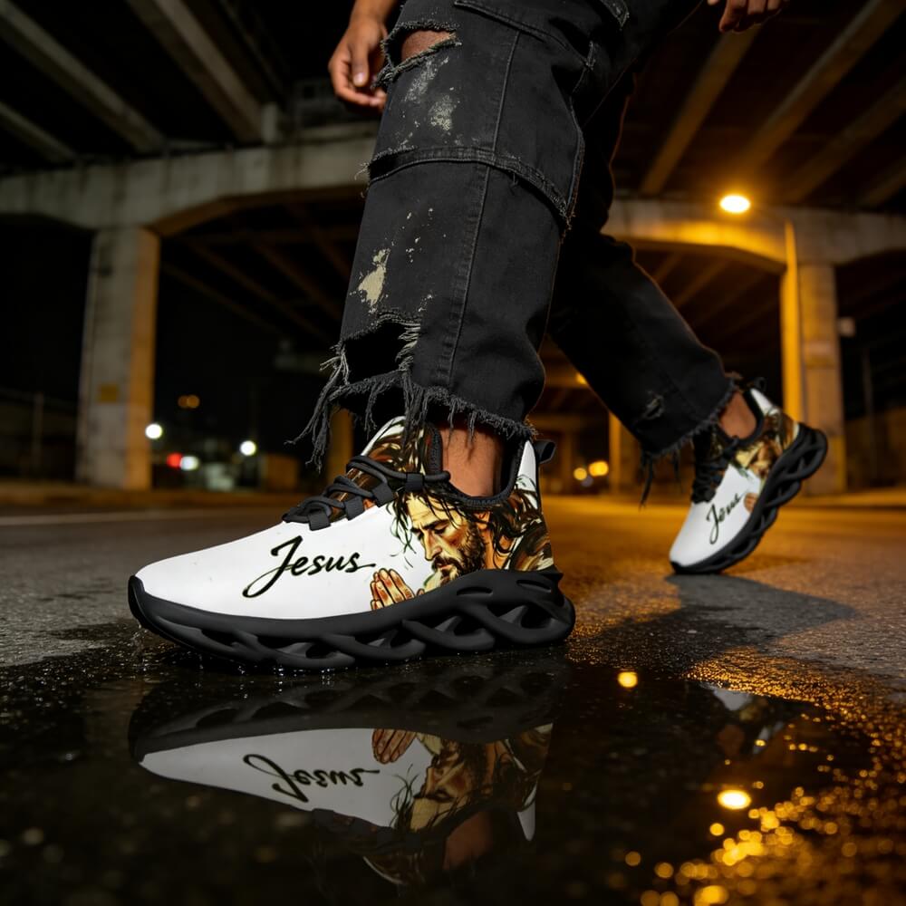 Signature Praying Hands & Faith Custom Sneaks Echoing Raw Street Cred
