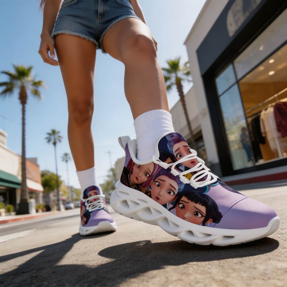 Selfie Mode K Pop Girl Group Custom Sneaks Featuring Pop Art