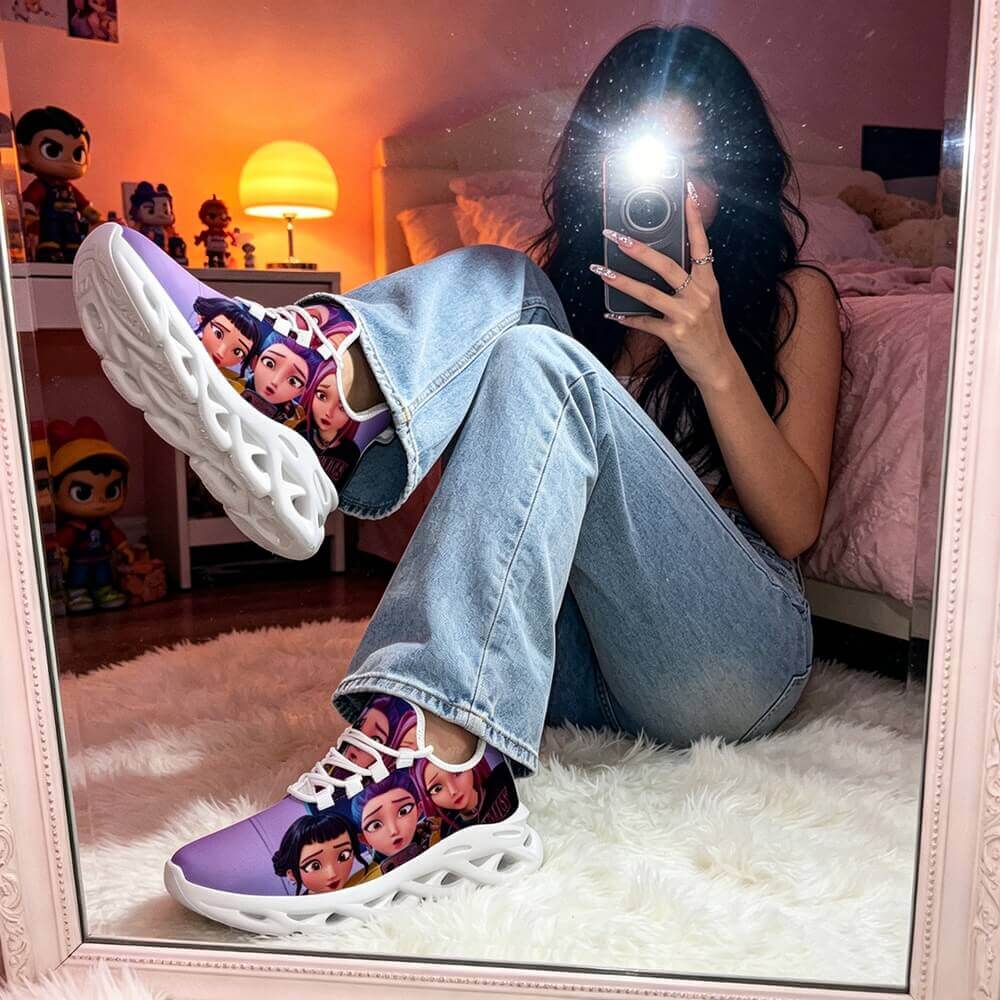 Selfie Mode K Pop Girl Group Custom Sneaks Featuring Pop Art