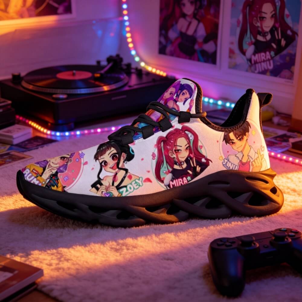 Heart Gesture K Pop Idol Girls Custom Sneaks In Vivid Neon