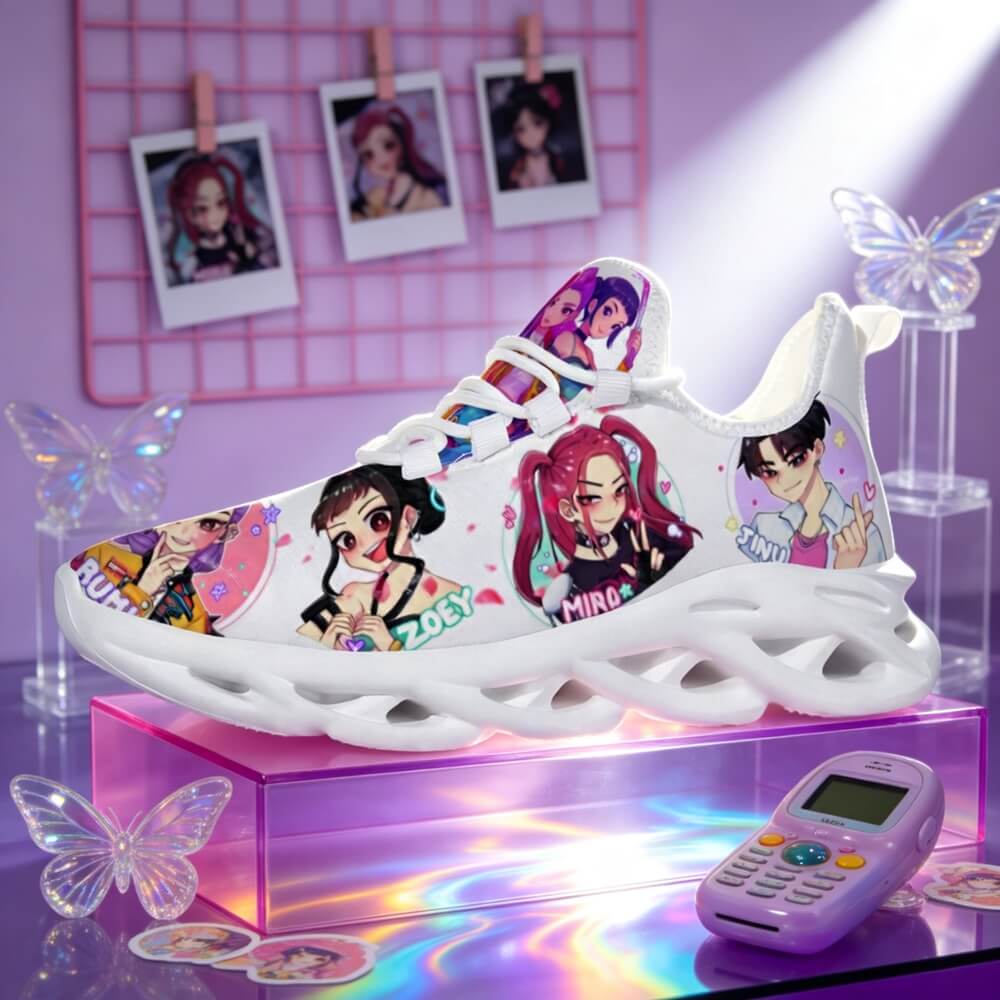 Heart Gesture K Pop Idol Girls Custom Sneaks In Vivid Neon