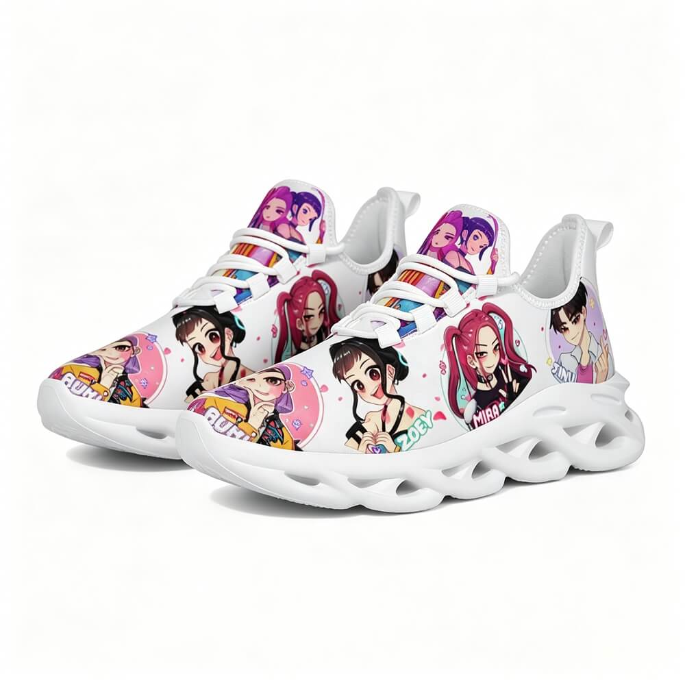 Heart Gesture K Pop Idol Girls Custom Sneaks In Vivid Neon